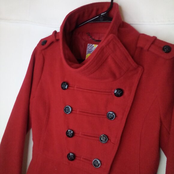 O'neill Coat women S Button Front Wool Blend Red - Picture 4 of 16